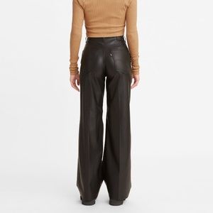 Levi’s Premium 70’s High Flare Faux Leather Women’s Pants Leather Night Black